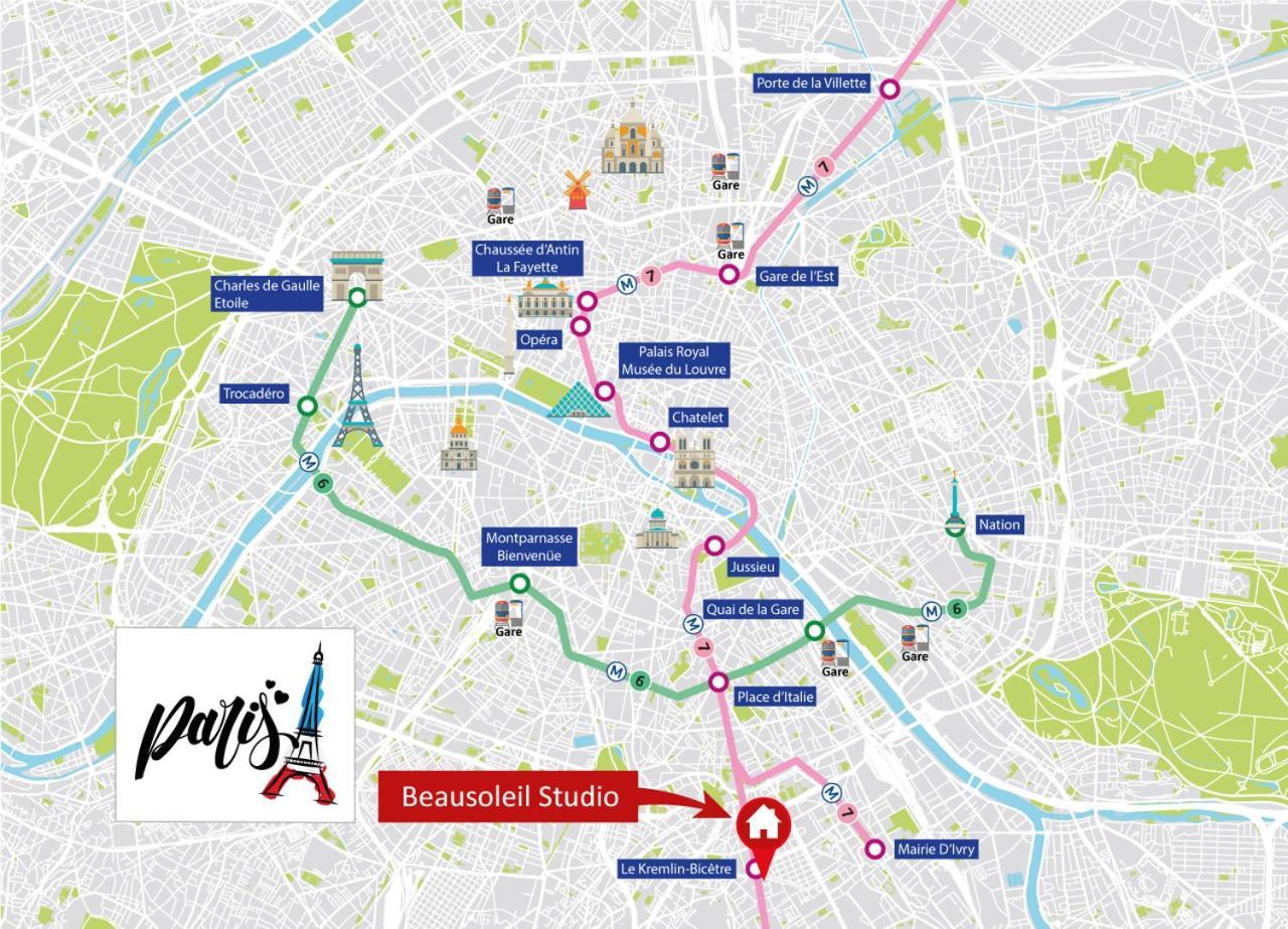 Beausoleil Studio Metro Paris Sud Le Kremlin-Bicetre Bagian luar foto